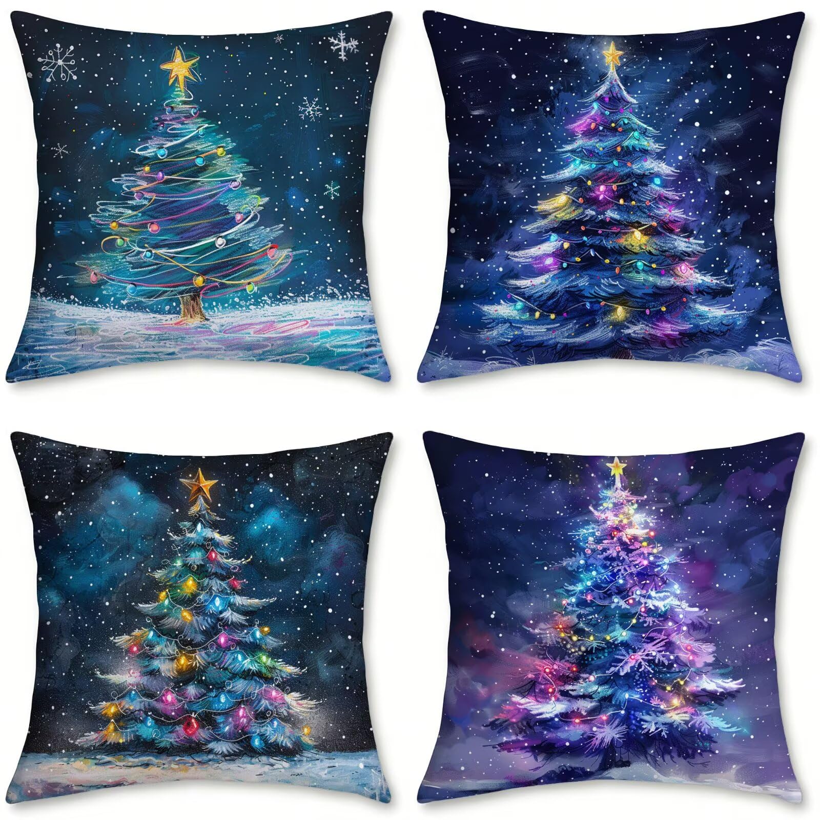 Coussin Canape Impermeable Lin Lot de 4 Taies 60x60cm Motif Arbre