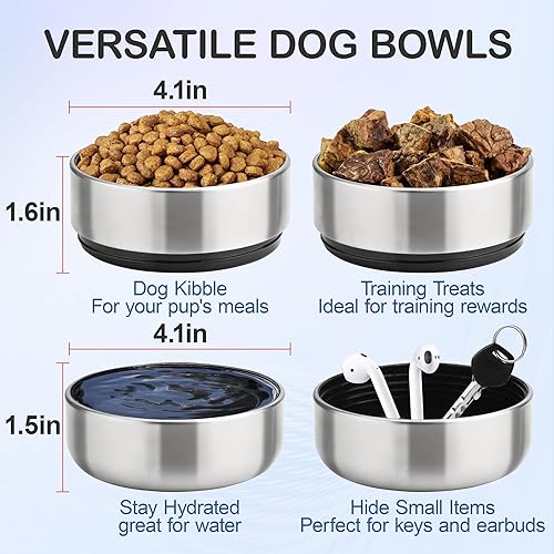 Miniatura 3 de Botella de agua de viaje para perro aislada con cuencos desmontables, dispensador de botellas de agua portátil 3 en 1, accesorios para perros para