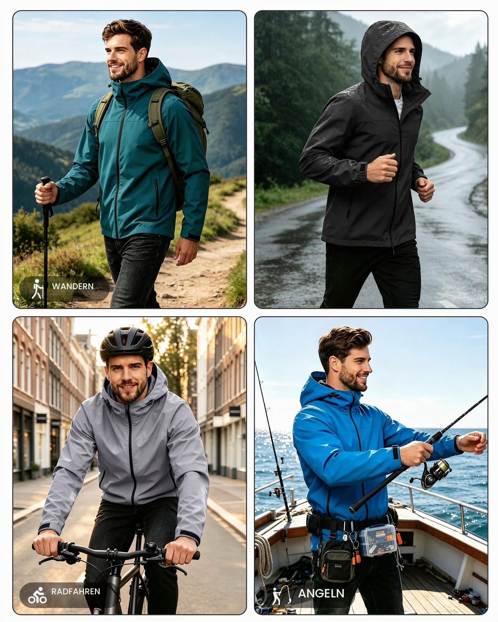 Regenjacke Herren Wasserdicht Atmungsaktiv regenjacken für herren Windbreaker mit Kapuze dünne fahrrad regenjacke herren