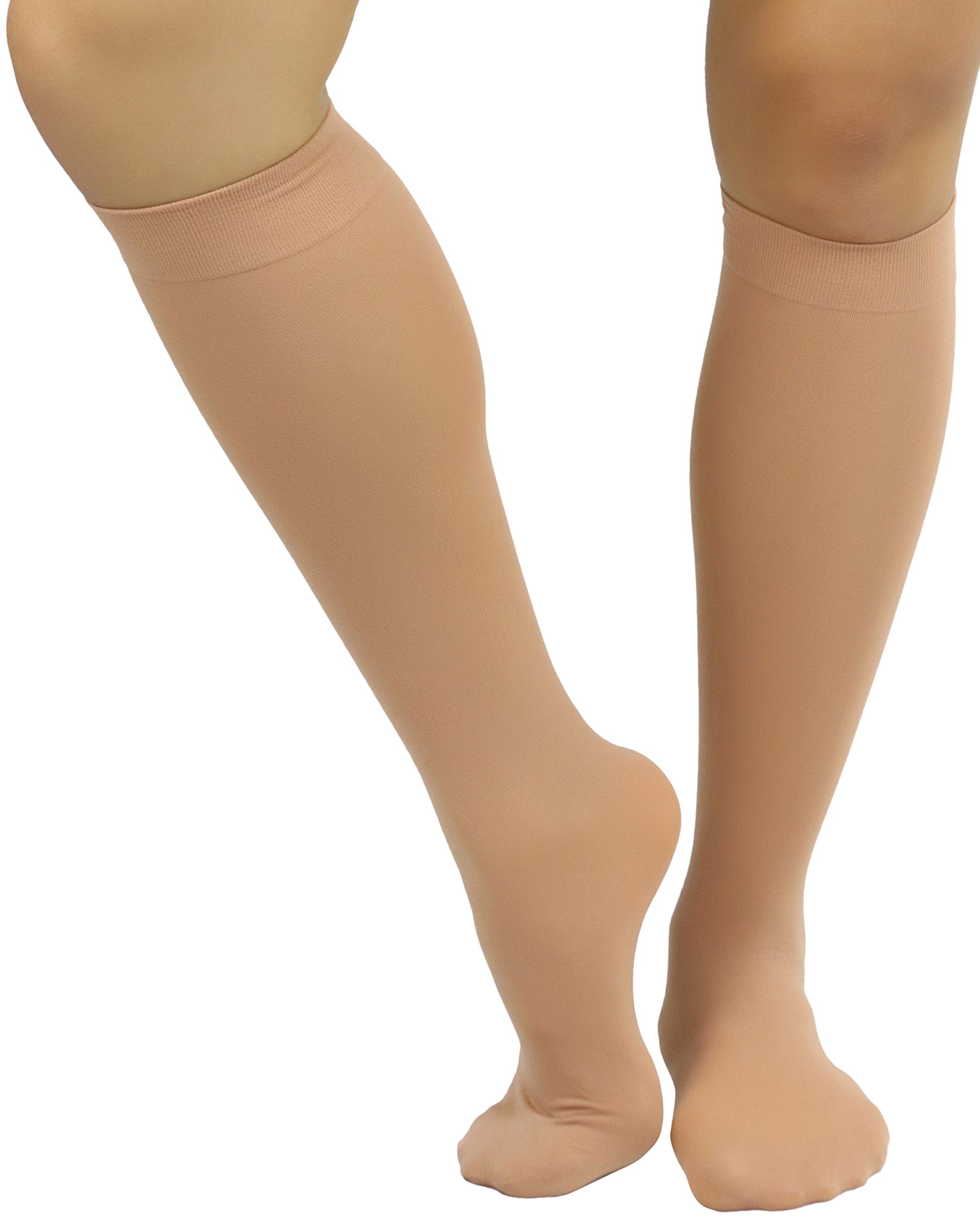 ToBeInStyle Women’s Opaque Knee High Nylon Fashion Socks Solid &amp; w/Front Satin Bow
