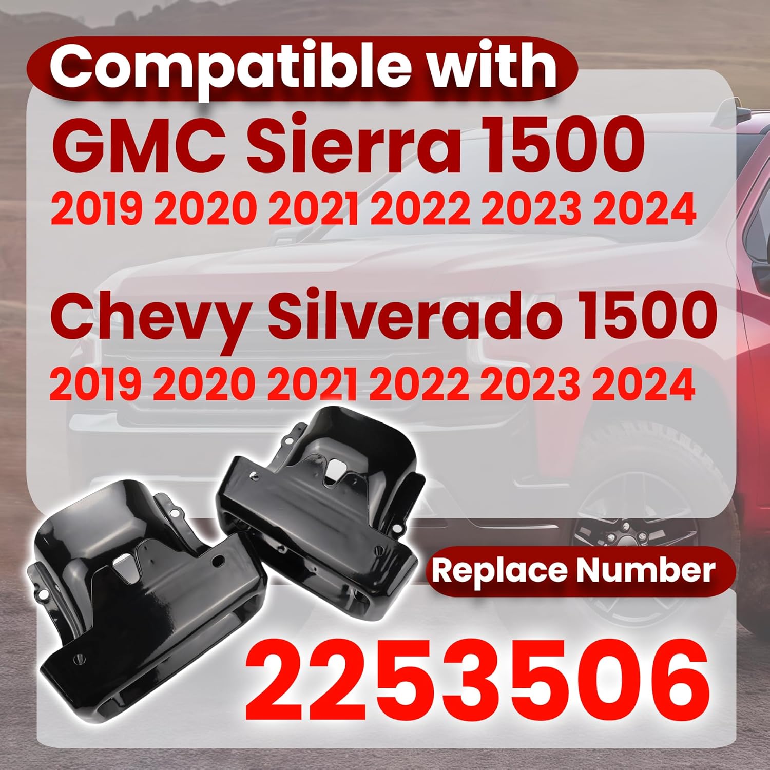 Exhaust Tips Bezels Fits Compatible with GMC Sierra 1500 Chevrolet Chevy Silverado 1500 2019 2020 2021 2022 2023 2024 2253506 84434641 84434642