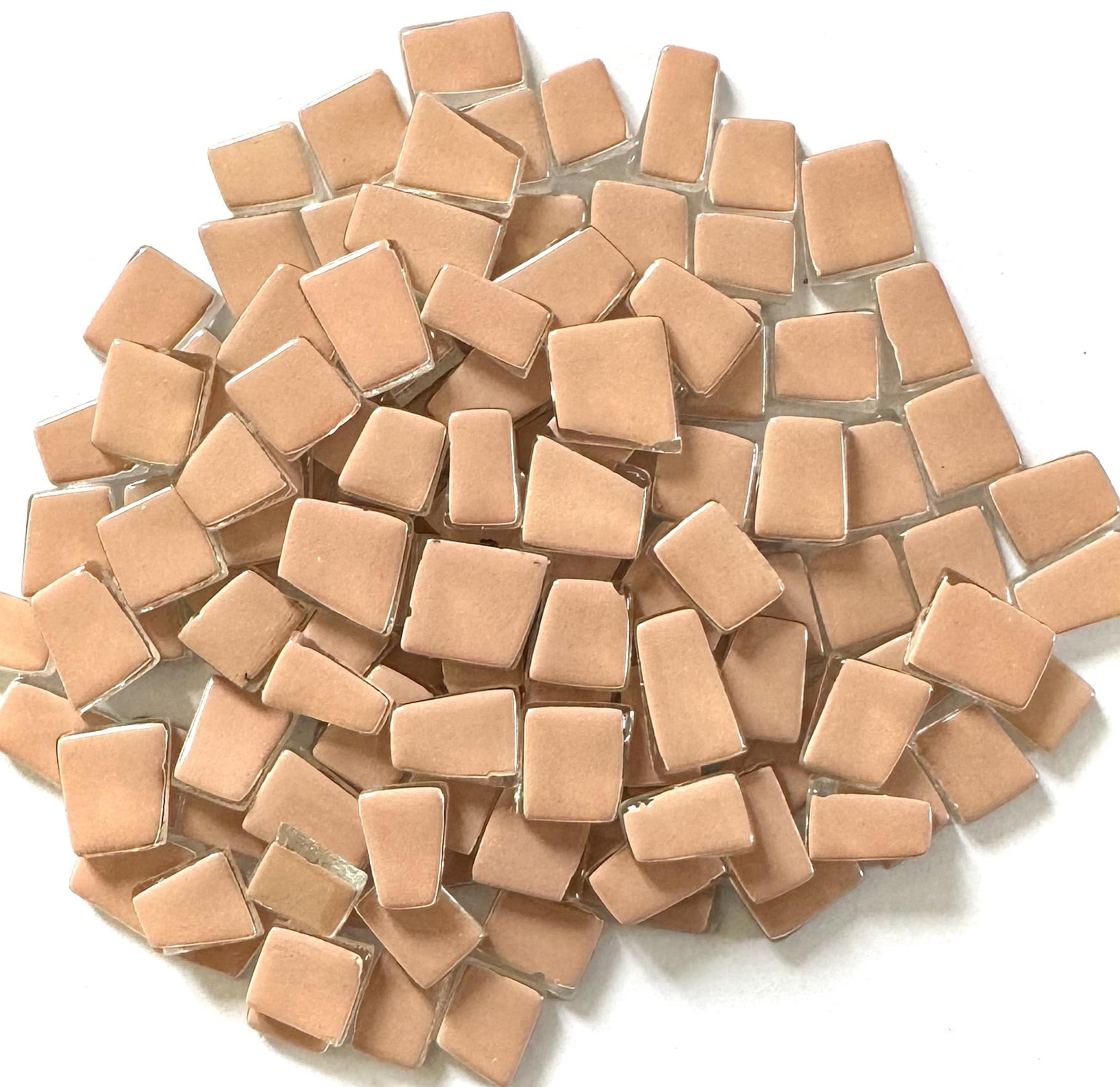 Sai Mosaic Art Bold Collection Peach Colour Irregular Trapezoid Glass Tiles - 150 Grams, 3.5mm Thickness, 95 to 100 Pcs-picture-1