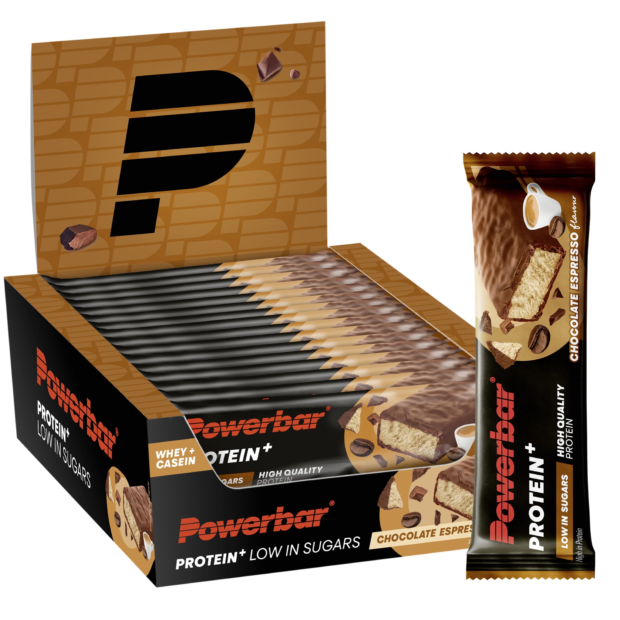 Powerbar - Protein Plus - Low Sugar - Chocolate Espresso - 16x35g - High Protein Low Sugar Riegel - palmölfrei