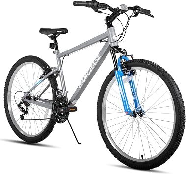 HH HILAND 27 Inch Mountain Bike, Mens Womens MTB with 18 Speeds, High-Tensile Steel Frame, V Brake, Hardtail Bicycle for Adults Gray