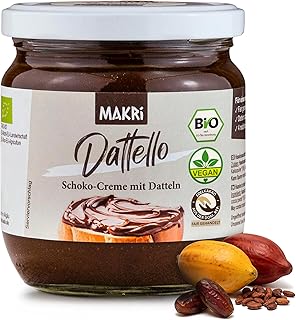 Dattello® Bio Schoko-Haselnuss-Aufstrich mit Datteln, ohne raffinierten Zucker, Vegan - MAKRi® 400g (1 Glas)