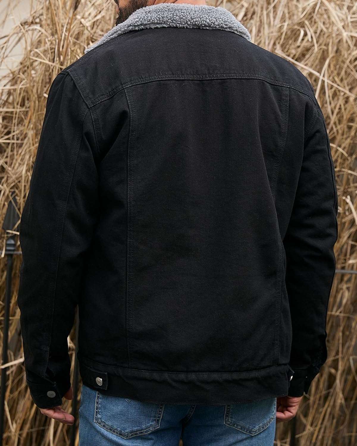 TENGINE Men's Sherpa Lined Trucker Jacket Winter Fleece Lined Denim Coats Slim fit Casual - Image 2