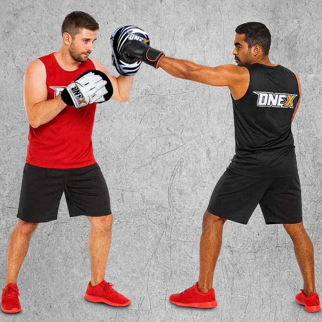 1 Paire de Pattes d'ours Boxe en Cuir Bouclier Courbe pour Boxe Taekwondo Muay Thaï MMA Cible Pad pour l'Entraînement de Sport de Combat (Black/White)