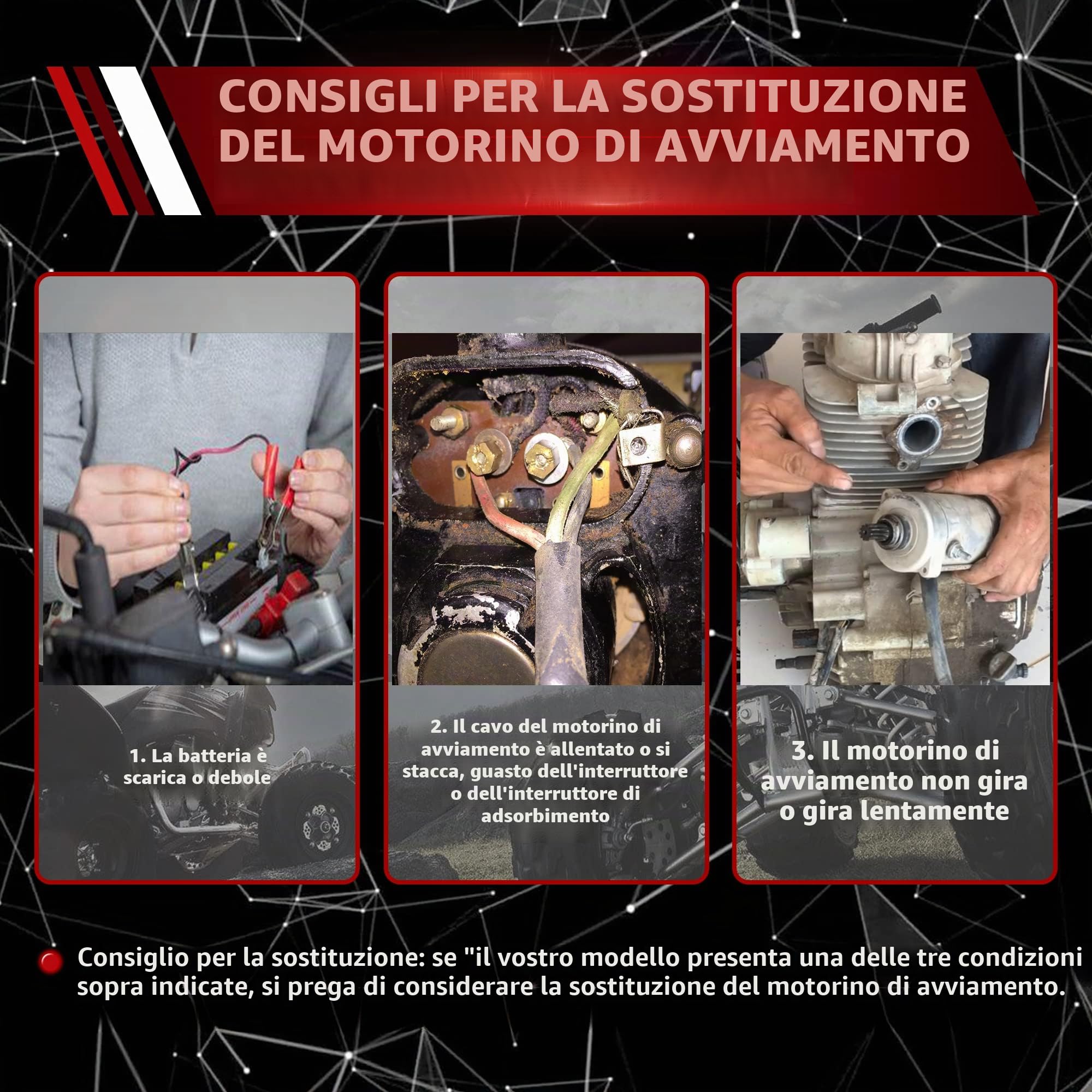 WOOSTAR Elettrico Motorino di Avviamento Sostituzione per 4 Tempi 50cc 70cc 90cc 100cc 110cc 125cc Taotao Coolster Jonway SSR Roketa Motore Orizzontale Dirt Pit Bike Go Kart ATV Quad 4 Ruote