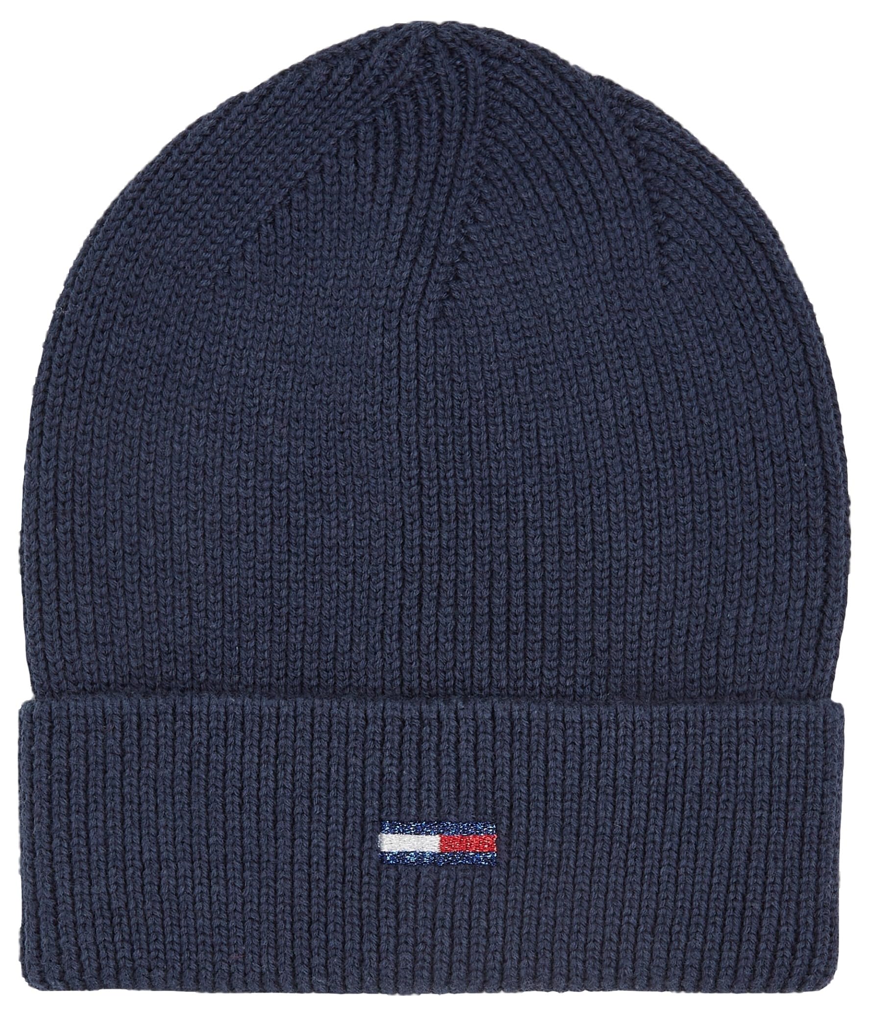 Tommy Hilfiger Beanie-Mütze mit Umschlag und Lurex-Logo, Artikel AW0AW15474, TJW-Flaggenmütze