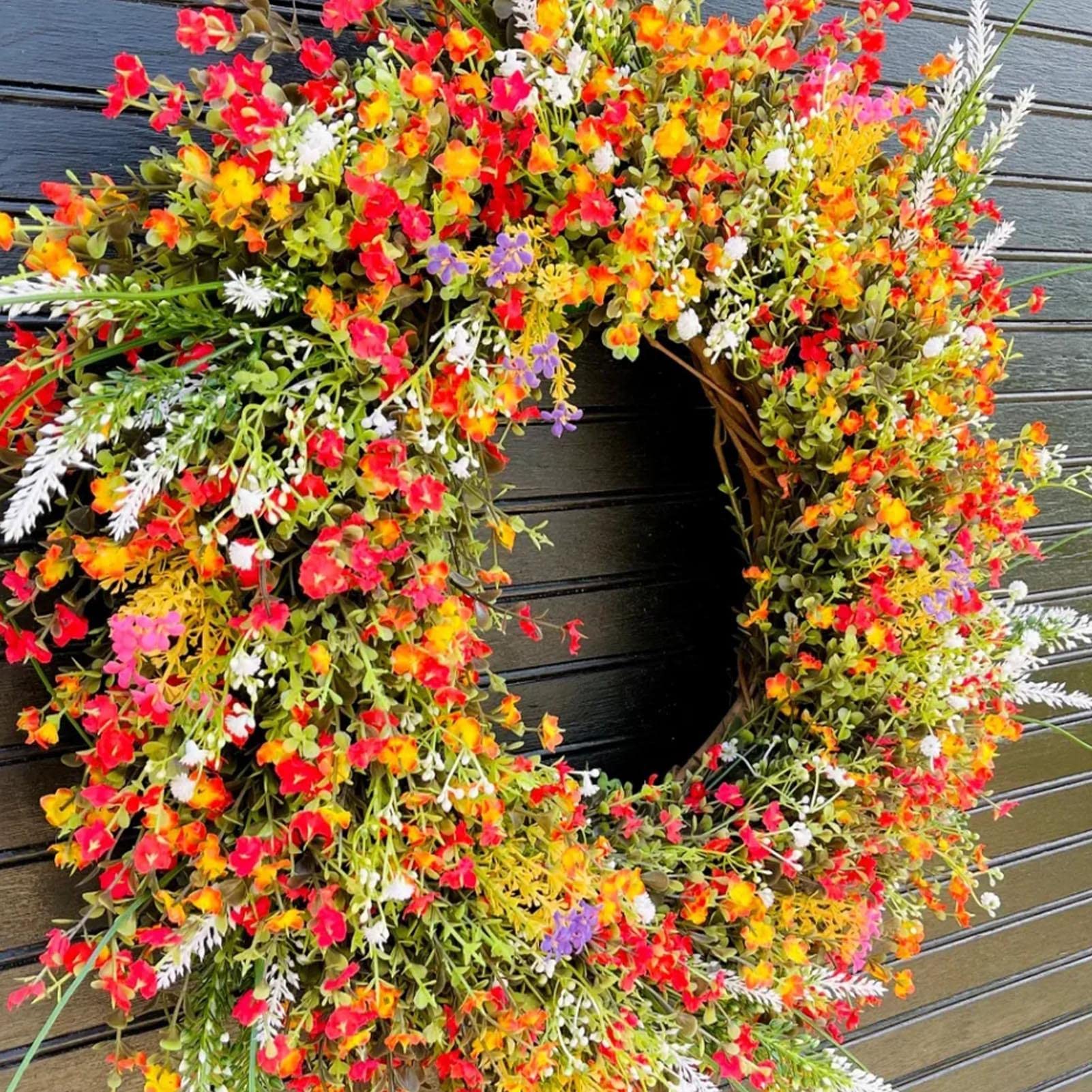 Couronne De Porte Florale Faite Main, Printemps/été, En Pampre De Vigne