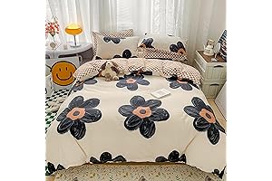 Black Floral Comforter Set with Sunflower Design