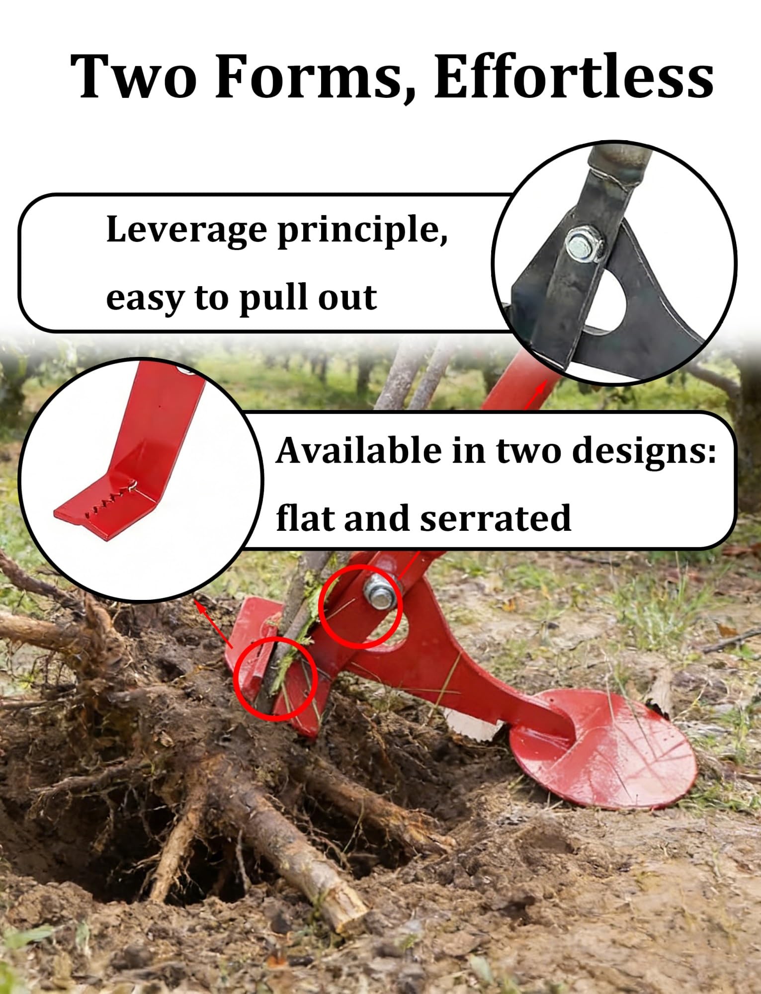 Générique Extracteur de souches d'arbre, Outil d'extraction de poteaux de clôture, extracteur de Racines Robuste, Outil de Retrait Manuel de poteaux for la Construction de clôture(Red(Single Head))
