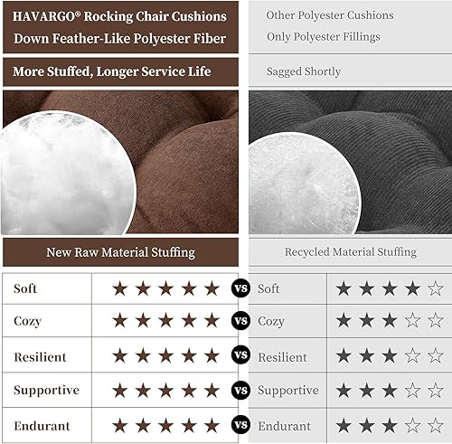 Miniatura 10 de HAVARGO Cojines para silla mecedora para interiores con respaldo alto, cojines de madera Adirondack para patio, 1 cojín para silla y 1 cojín de
