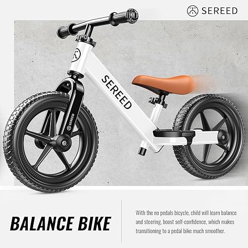 Miniatura 9 de SEREED Bicicleta de equilibrio para niños de 2 a 5 años, sin pedales, ajuste sin herramientas, placa personalizable con calcomanías, regalo para 2-3
