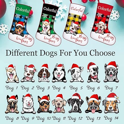 Miniatura 9 de Medias de Navidad personalizadas para gatos calcetines de Navidad a cuadros para mascotas calcetines de Navidad con nombre perros peces de hueso