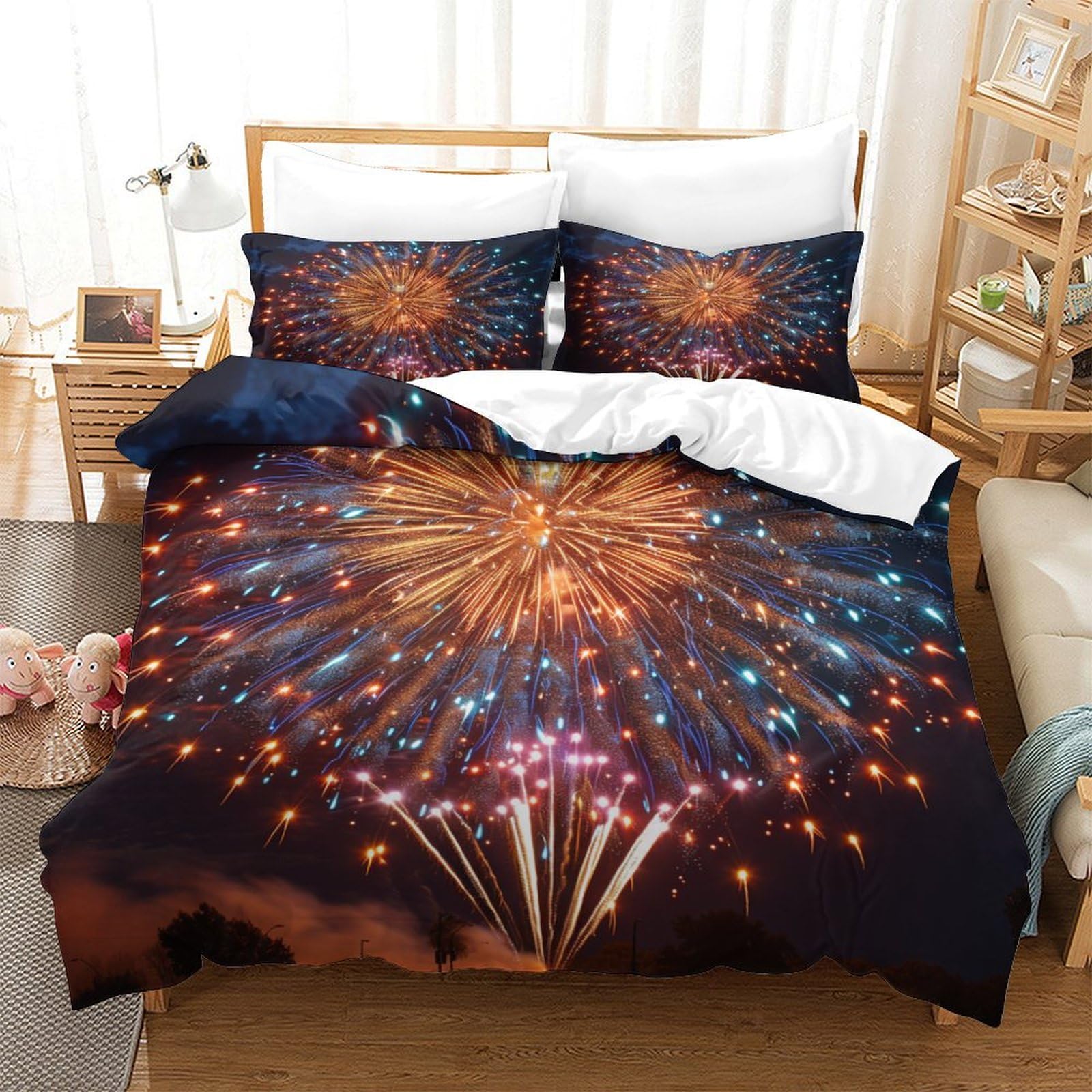 Housse de couette respirante 260x220 avec fermeture éclair et taies d'oreiller grand lit