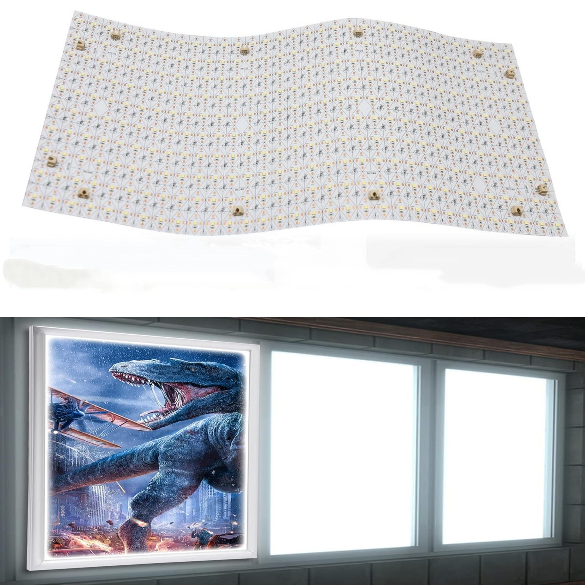 Qeeanmo Dimmable LED Backlight Sheet 24V 36W 6000K, 50cm x 25cm Flexible LED Light Panel for Backlit Natural Stone, Marble, Onyx & Quartz Countertops, Lightbox for Ads,Wall Feature Lighting,4 Pack