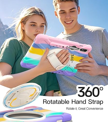 Miniatura 3 de BRAECN Funda para Galaxy Tab S9S8S7 de 11 pulgadas 202320222020, resistente a prueba de golpes, funda de silicona protectora con soporte, correa