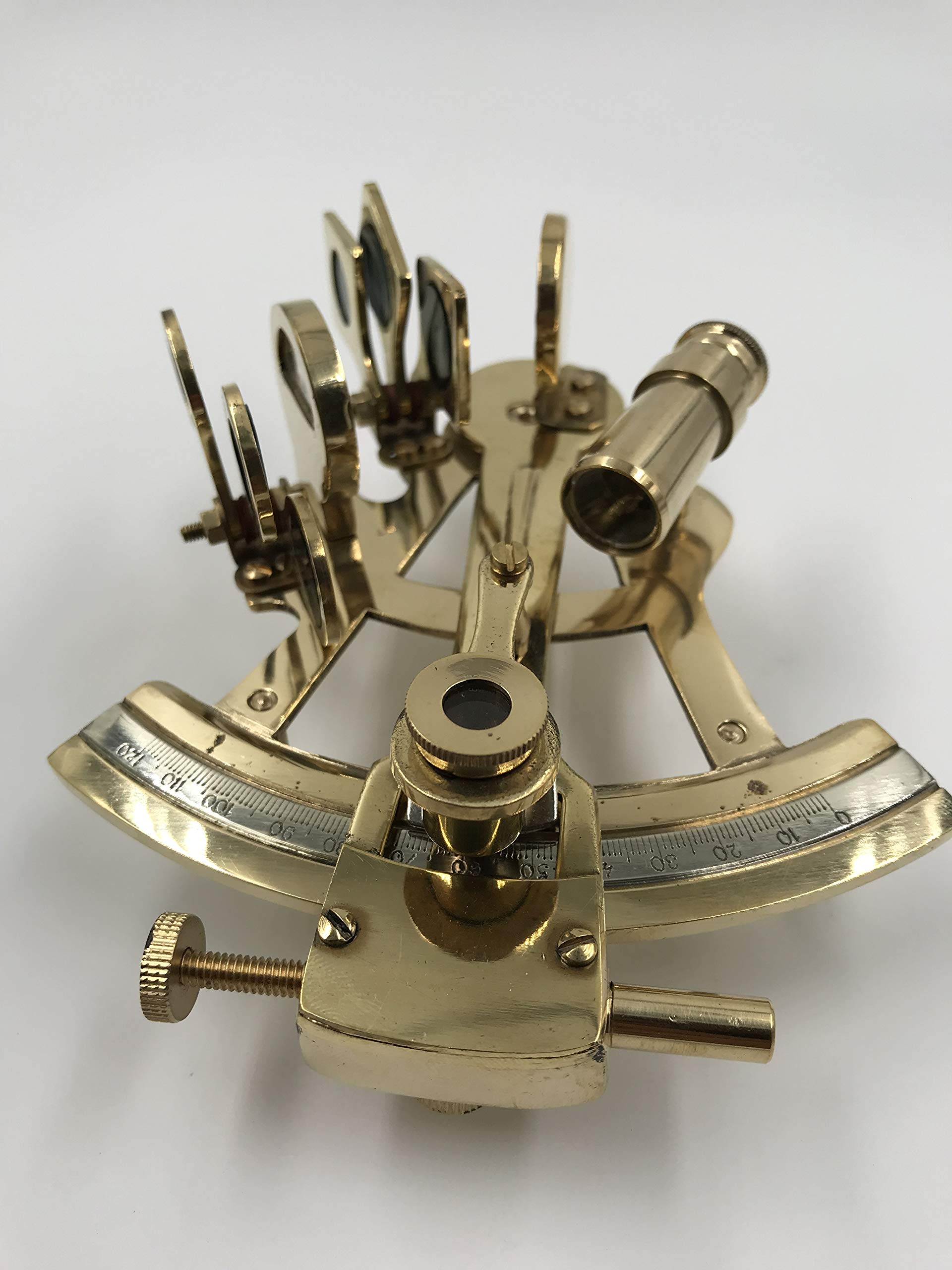 Grande Sestante Nautico In Ottone Massiccio Da 8-1/2 - Foto 9