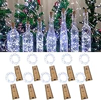 Vista 13 de Luces de botella de vino con corcho, 20 LEDs, 2 metros de luces de corcho de alambre plateado, luces de hadas mini en cadena, para bricolaje