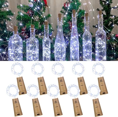 Miniatura 13 de Luces de botella de vino con corcho, 20 LEDs, 2 metros de luces de corcho de alambre plateado, luces de hadas mini en cadena, para bricolaje