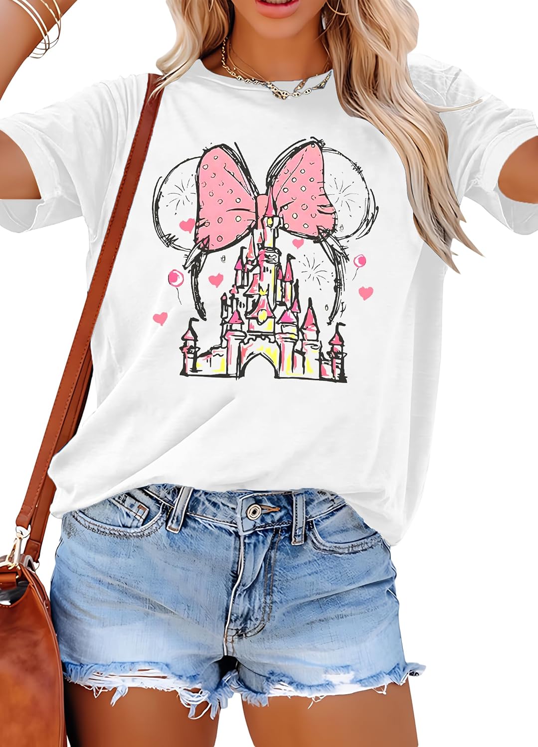 Women Magic Kingdom Shirt Castle Graphic Shirts Casual Family Vacation Holiday T Shirt Cute Short Sleeve Tee Top