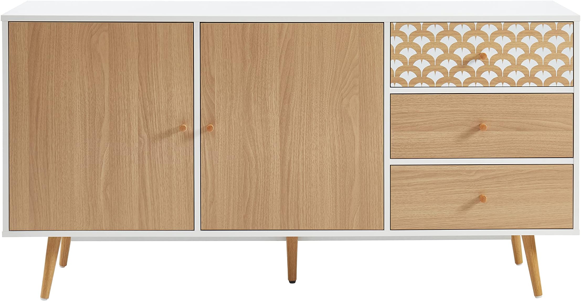 Console Utah Con 2 Cassetti | Legno E Bianco | Stile Scandinavo | L80 Cm - Foto 2
