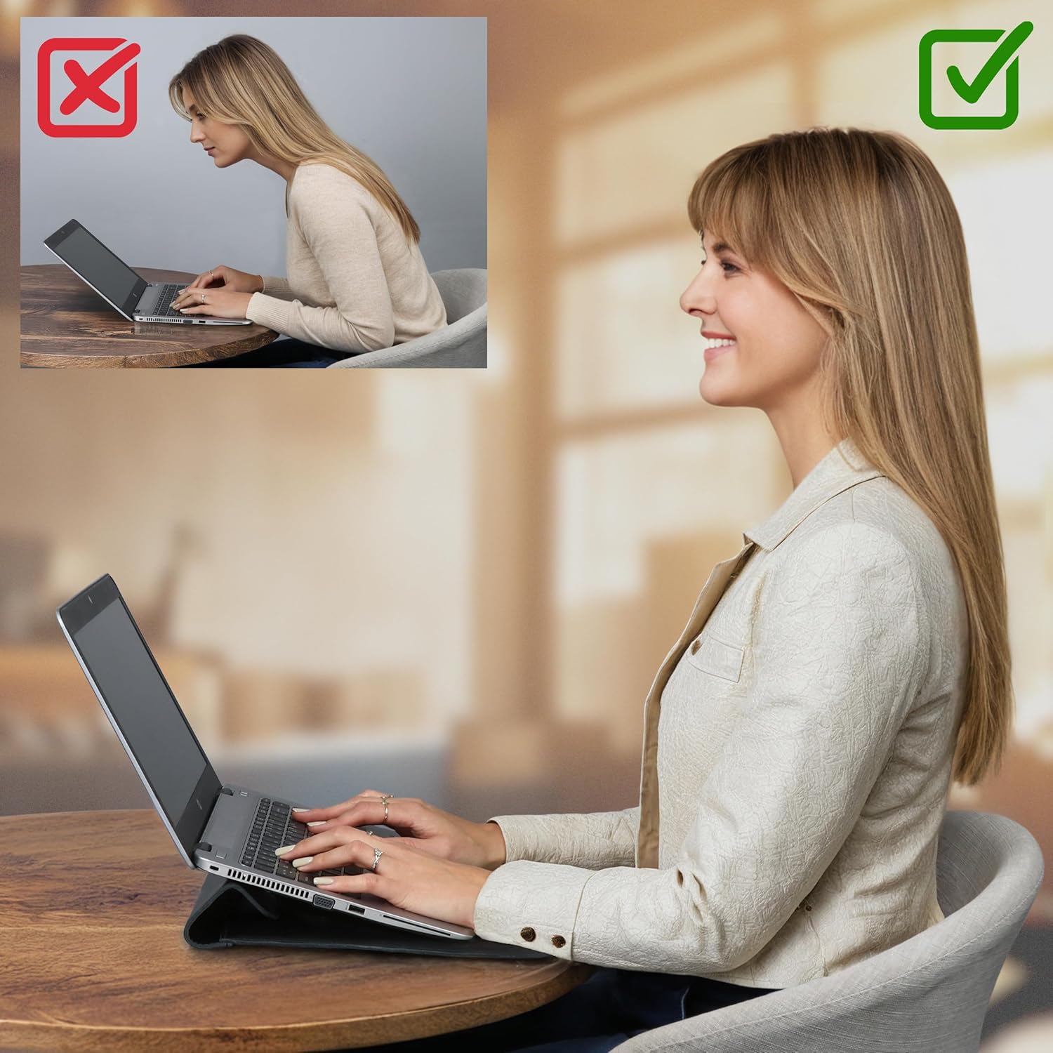 13" 14" 15" 16" Genuine Full Grain Leather Laptop Sleeve with Built-in Stand & Padding (Fits MacBook Air/Pro & Other 13.3/13.6/14.2/15.6 inch Laptops) (Black, 15��� - 16”) - Image 6