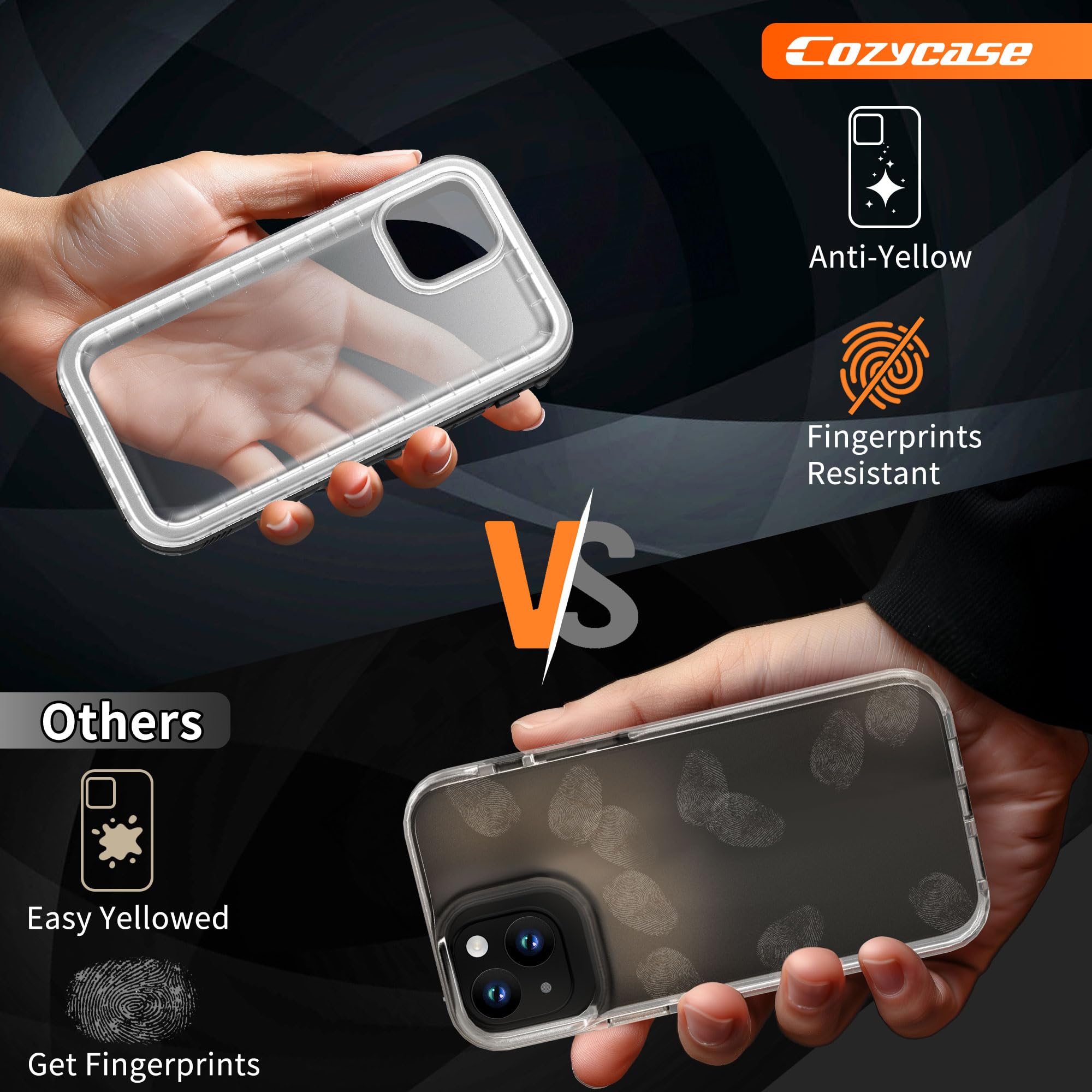 Cozycase Ultra Resistente Funda para iPhone 12/12 Pro Impermeable Antigolpes Militar Transparente 360 Grados Carcasa 12Pro Doble Waterproof Acuatica Sumergible Agua con Protector Camara Pantalla