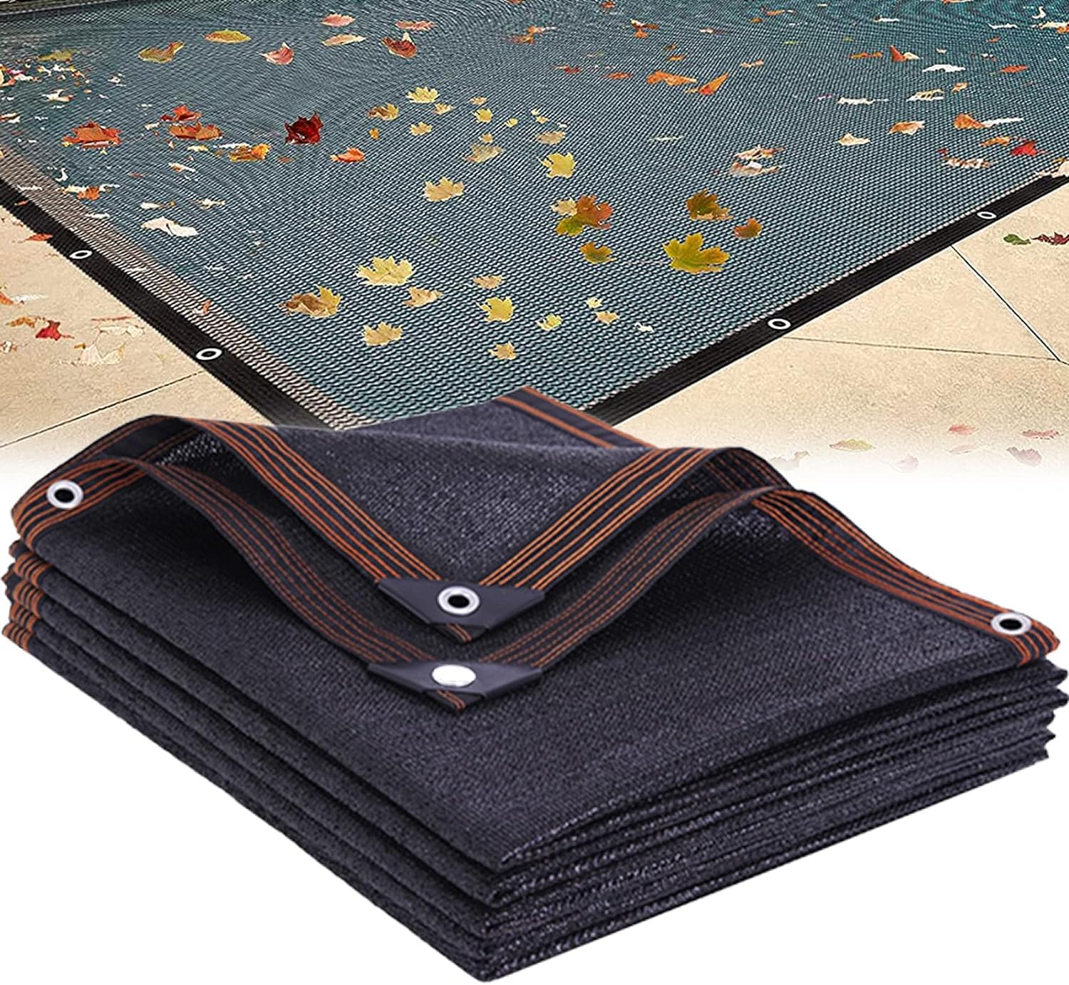 Cobertor de Invierno para Piscina, Cubierta Rectangular para Piscina sobre el Suelo con Cuerda para Bloquear Hojas caídas y escombros, Mantener la Piscina Limpia y ordenada, Varios tamaños,