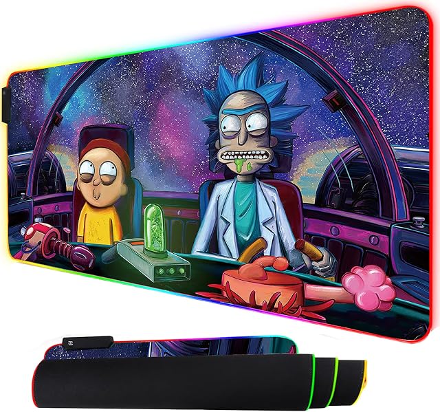 Envysun Soft LED Gaming Mouse Pad Large, Oversized Glowing Led Light Extended Keyboard Mat for Computer Games with Non-slip Rubber Base (35.4* 15.7in) (90x40 rgSeaside girl)