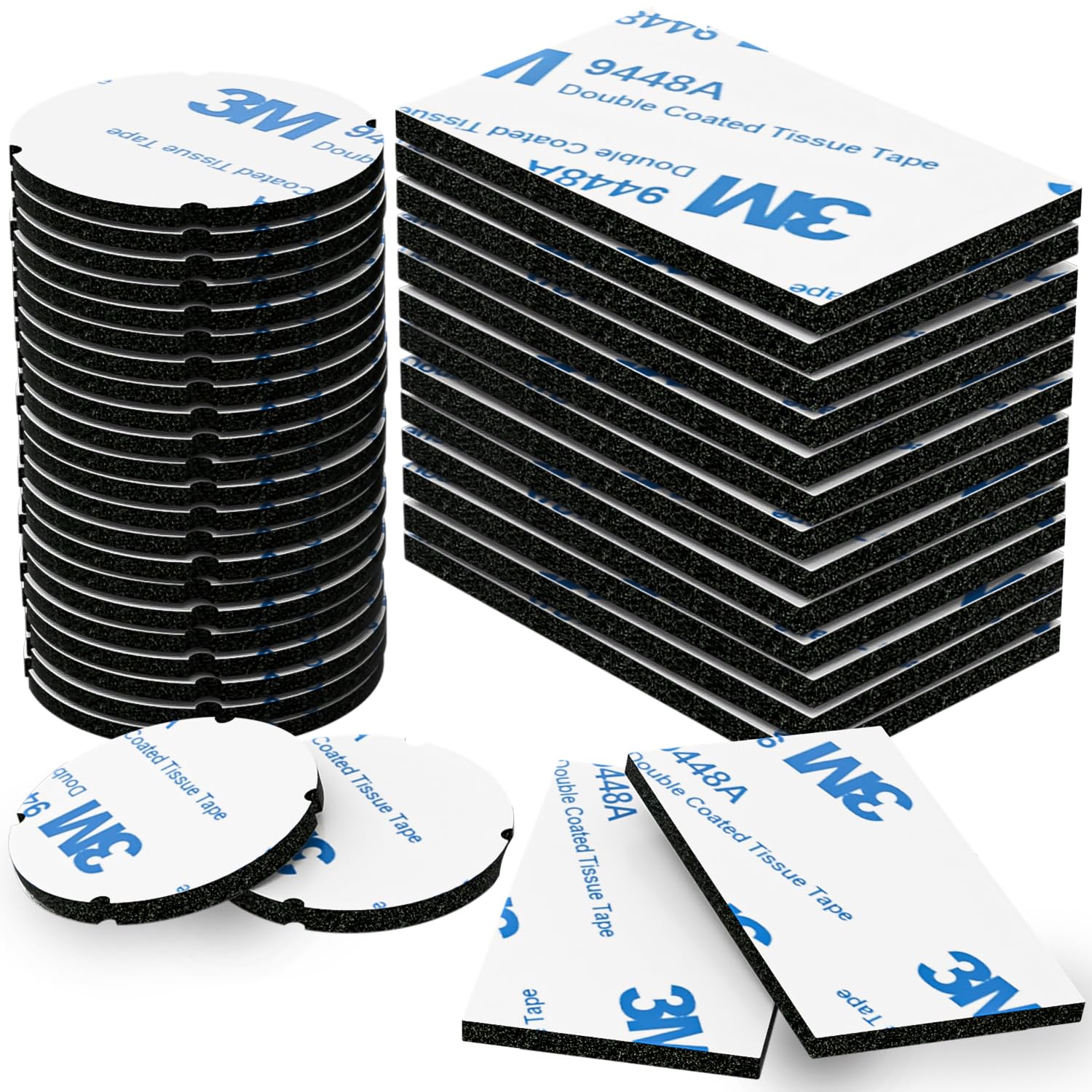 Double Sided Sticky Pads 50 PCS Heavy Duty | Adhesive Pads for Outdoor Household Mounting | Strong black Pads for Damage-Free Hanging