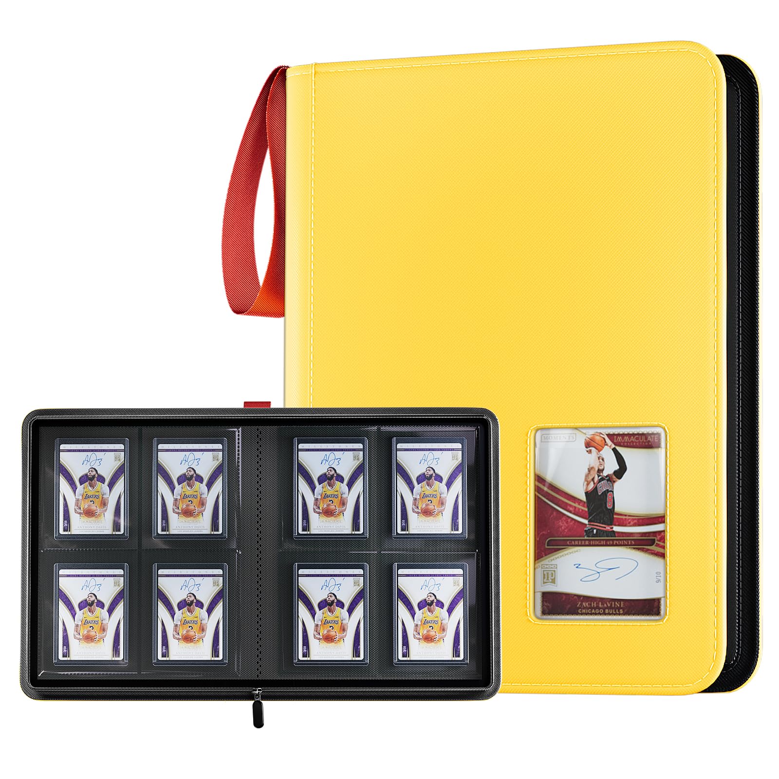 ProCase 4 Pocket Top Loader Binder, Holding 144 Cards in 3"x4" Toploaders, Side Loading Small Book Folder with Clear Window for Pokemon, Trading,