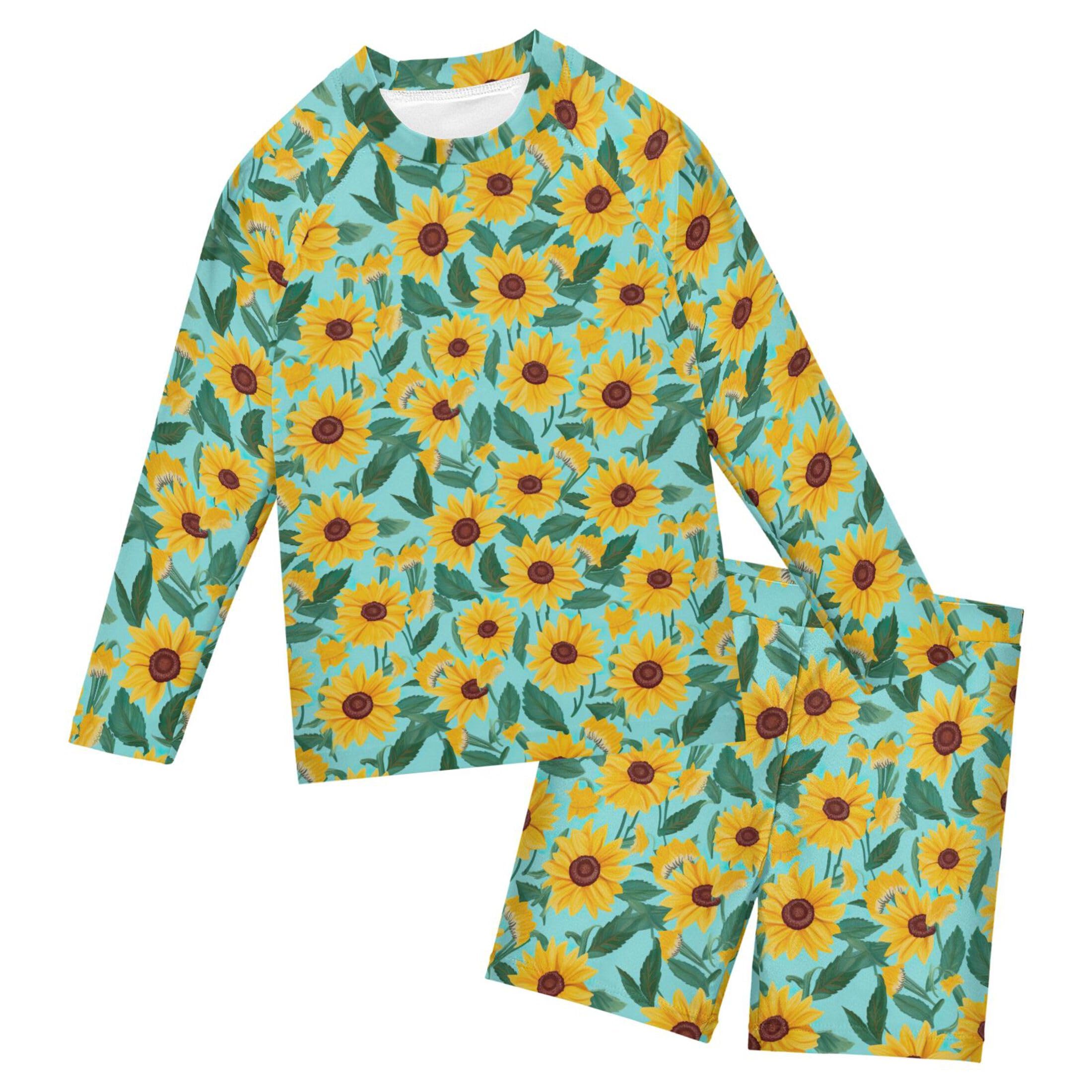Sunflower Flowers Toddlers and Baby Boys' Swimsuit Trunk and Rashguard Set B0402473