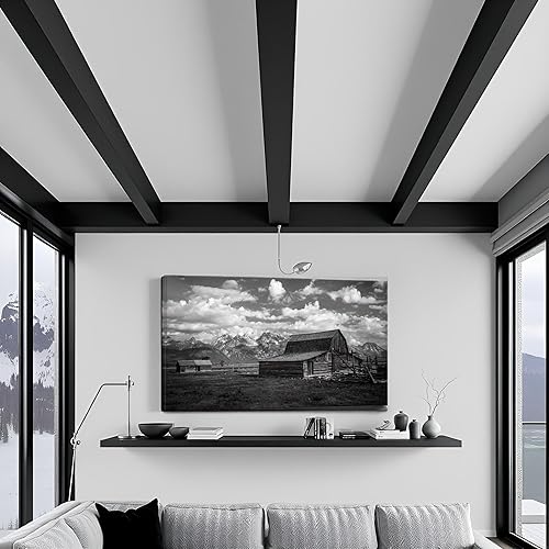 Miniatura 4 de LevvArts Grand Teton National Park - Lienzo decorativo para pared, diseño de granero Moulton en blanco y negro, diseño de paisaje de Estados Unidos,