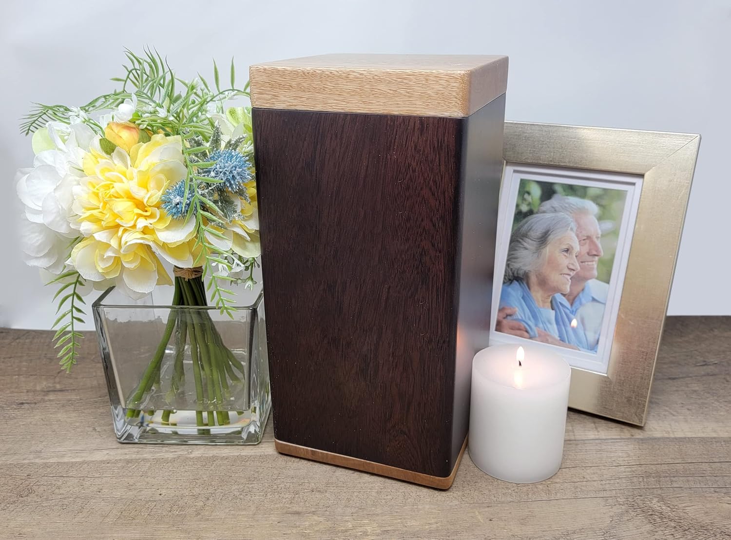Haven Wooden Cremation Urn Large (Custom Engraved Haven White Cremation Urn)