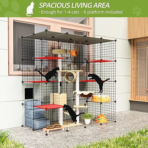Miniatura 2 de Casa para gatos al aire libre, jaula con puerta de entrada súper grande, 55.1 pulgadas de largo x 27.6 pulgadas de ancho x 55.1 pulgadas de alto,