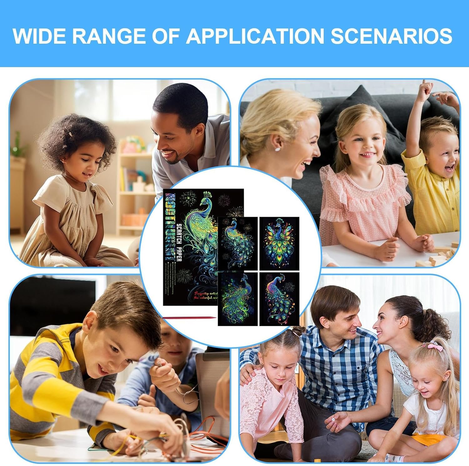 Luminous Set, Colorful Drawing Sheets, Scratch Paper with Reveal, Dark Layer Canvas, Art Entertainment Kit with Bright Pattern, DIY Activity Pack for Kids Teens Adults Home Classroom