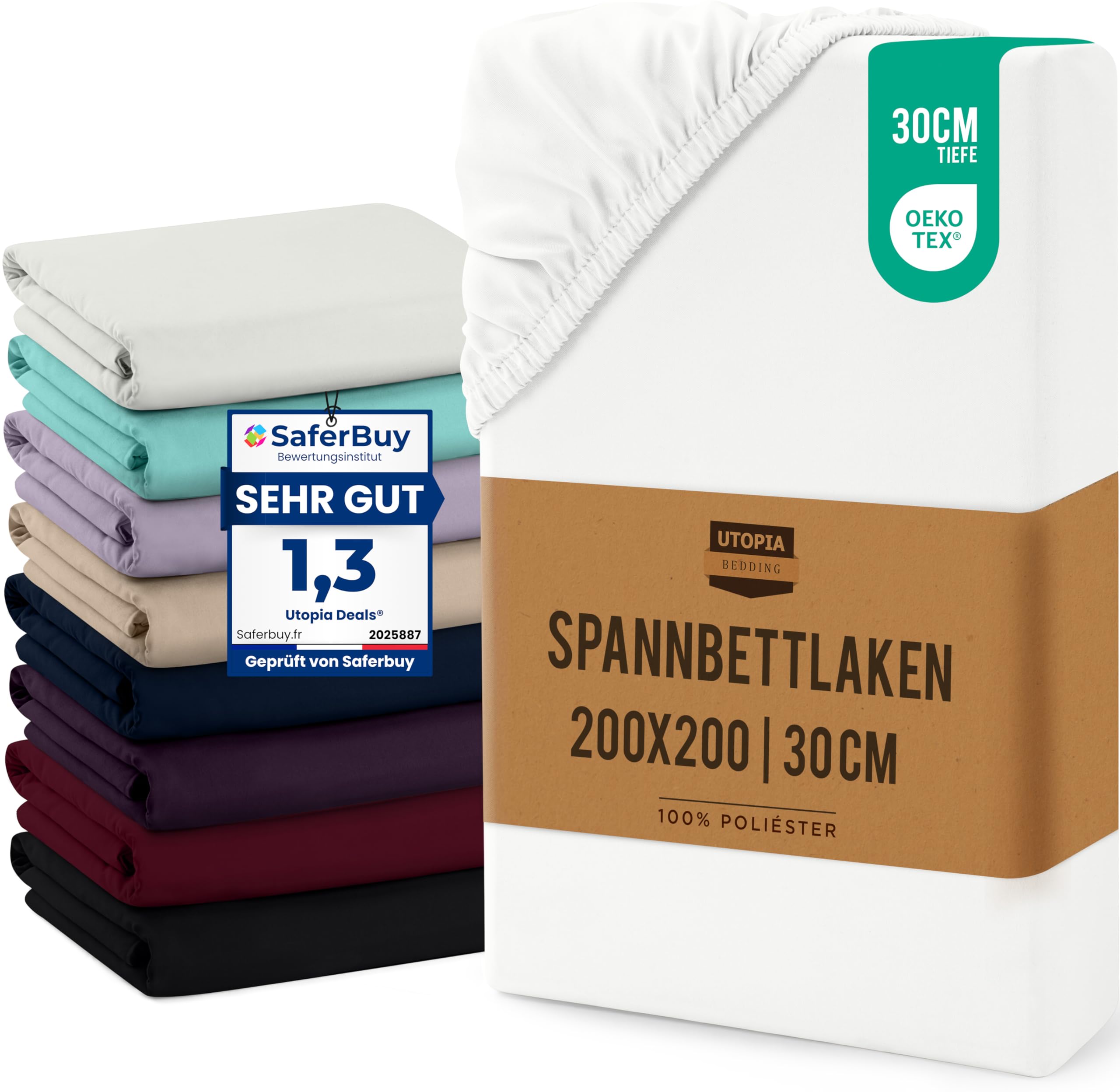 Utopia Bedding Spannbettlaken - Gebürstete Mikrofaser Spannbetttuch - 30 cm Tiefe Tasche