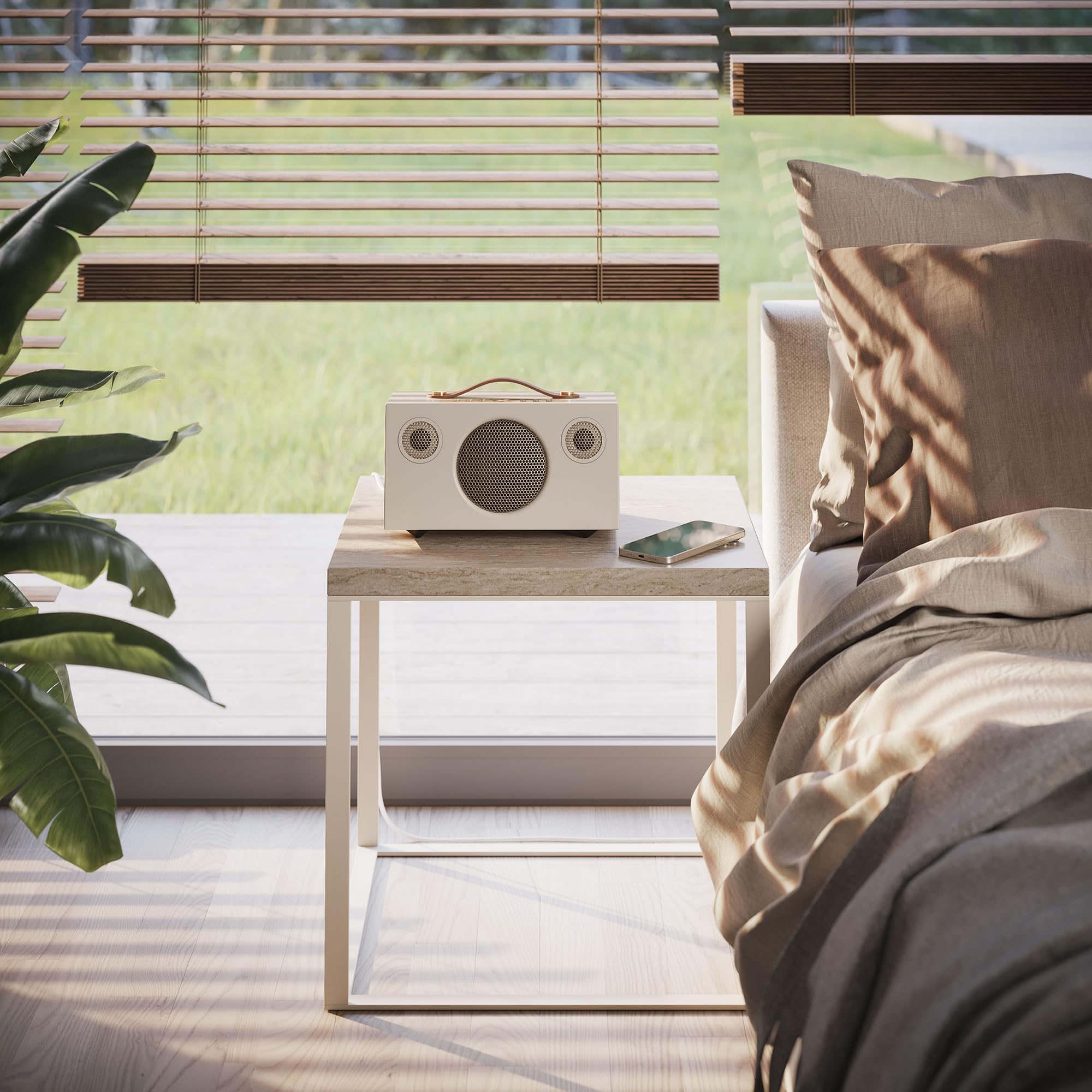 Audio Pro C5 MkII W Enceinte sans fil multiroom 40 W Amplificateur classe D, AirPlay 2, Google Cast, Spotify Connect, Bluetooth 4.2, sortie caisson de basses (Dune classique)
