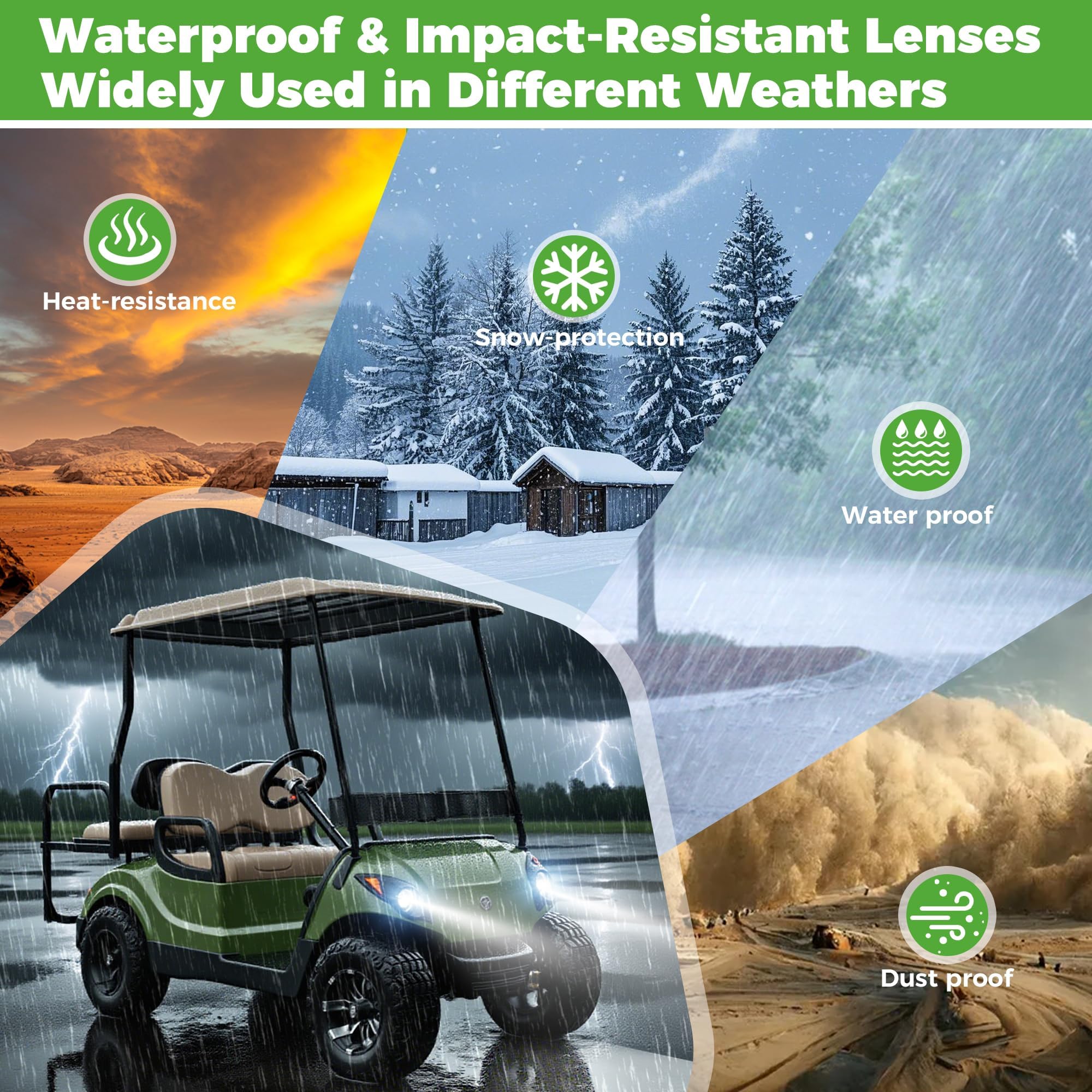10L0L Golfwagen-Scheinwerfer und Rücklicht-Set, passend für Yamaha G29 Drive ab 2007, Deluxe-Straßenzulassungslicht-Set mit RGB-Tagfahrlicht, Blinker, Schalter, Hupe, Bremslicht-Kabelbaum