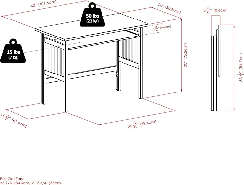 Miniatura 3 de Winsome WoodEscritorio plegable de madera natural
