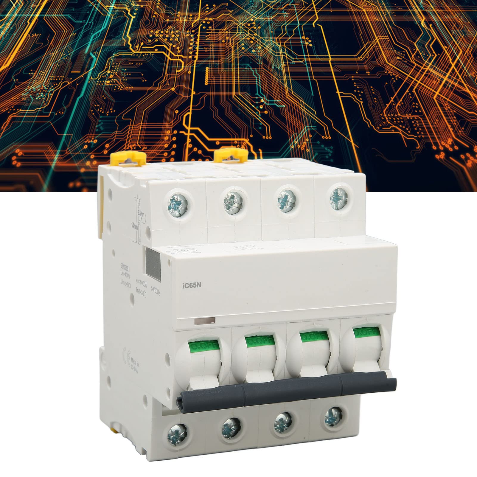Disjoncteur 4P 400V 10A - Protection Surcharge/Court-circuit - Courbe C - 6kV - Installation Domestique