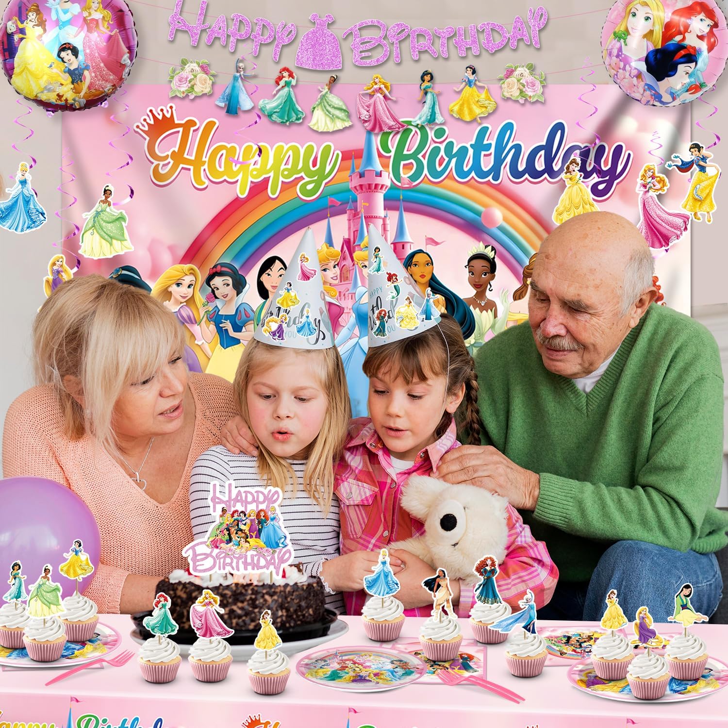 Princess Birthday Party Decorations Balloon Arch Kit & Tableware Set Table Decorations for Youth