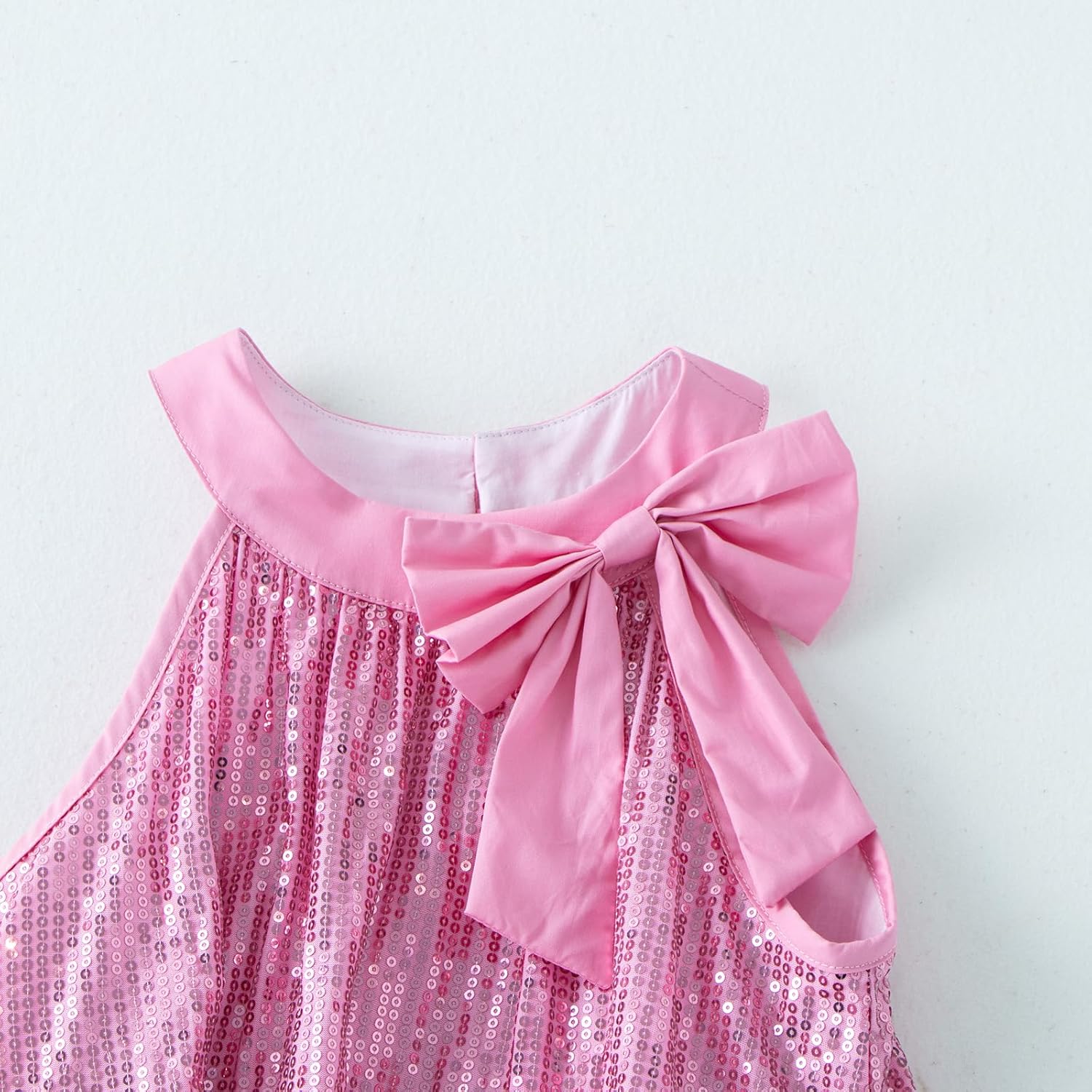 Tutu.kk Girls Sequin Dress Kids Sleeveless A-line Sparkly Birthday Holiday Party Dresses with Bow Tie - Image 4