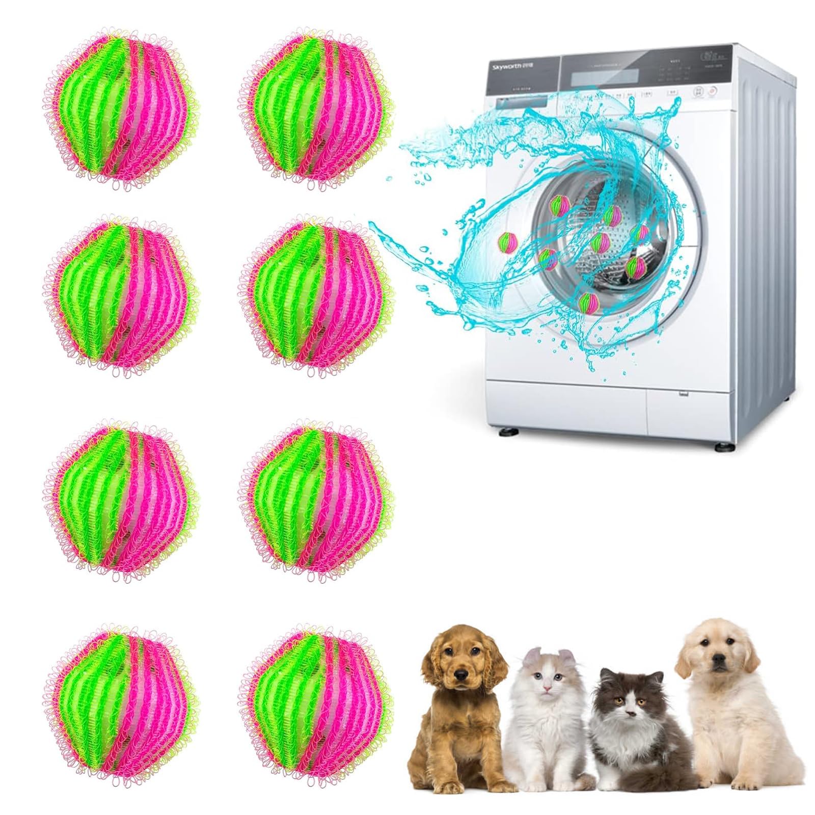 10 Stück Waschmaschine Tierhaarentferner - Wiederverwendbare Fusselbälle Gegen Hunde- & Katzenhaare
