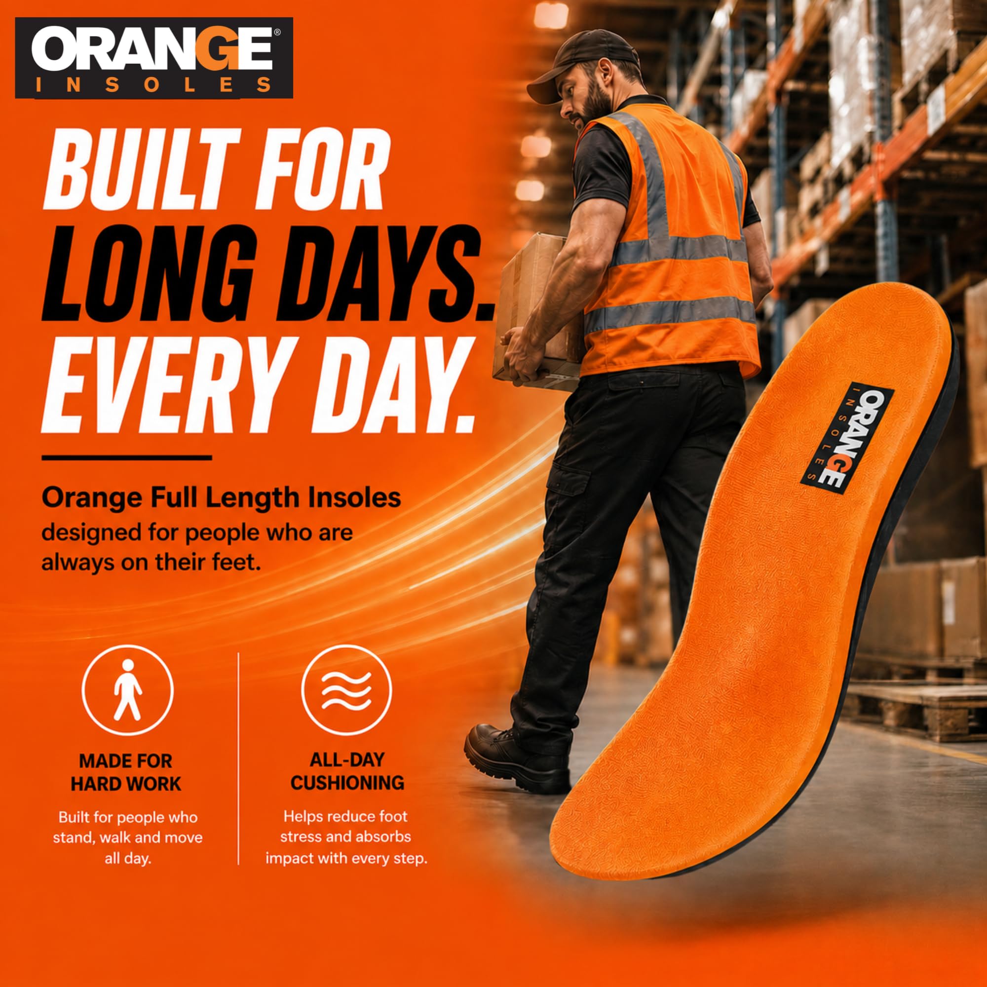 Orange Full Length Orthotic Insoles Orange - F - M9-9.5 / W10.5-11 by Orange Insoles