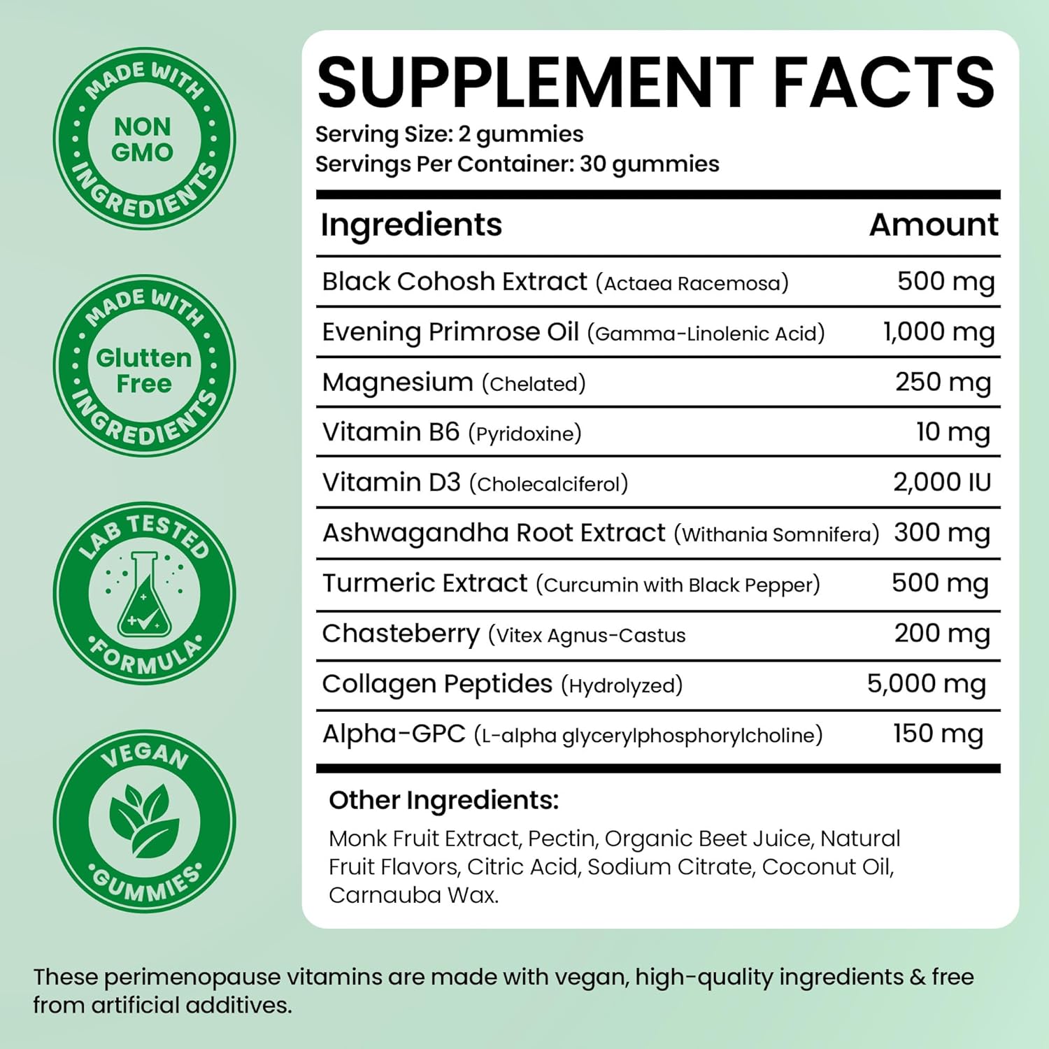 Perimenopause Supplements Women | Premenopausal Gummy Vitamins | Relief for Hormonal Balance & Mood Swings | Supports Menstrual Cycle Regulation | 60 Vegan Gummies