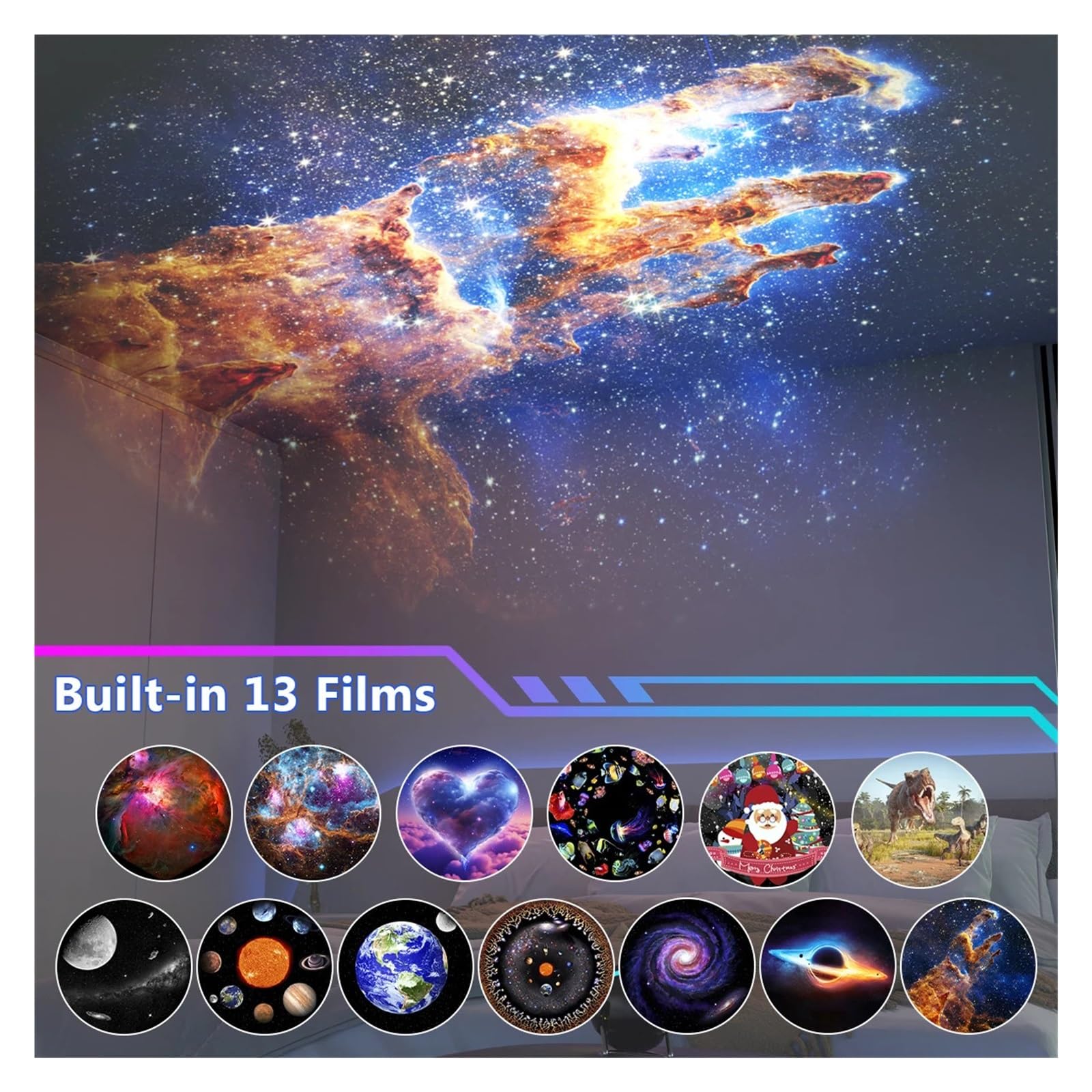 Projecteur De Galaxie 13 En 1 Avec Minuterie Et Effet D'éclairage Multicolore Meteor 4 Imagerie Claire