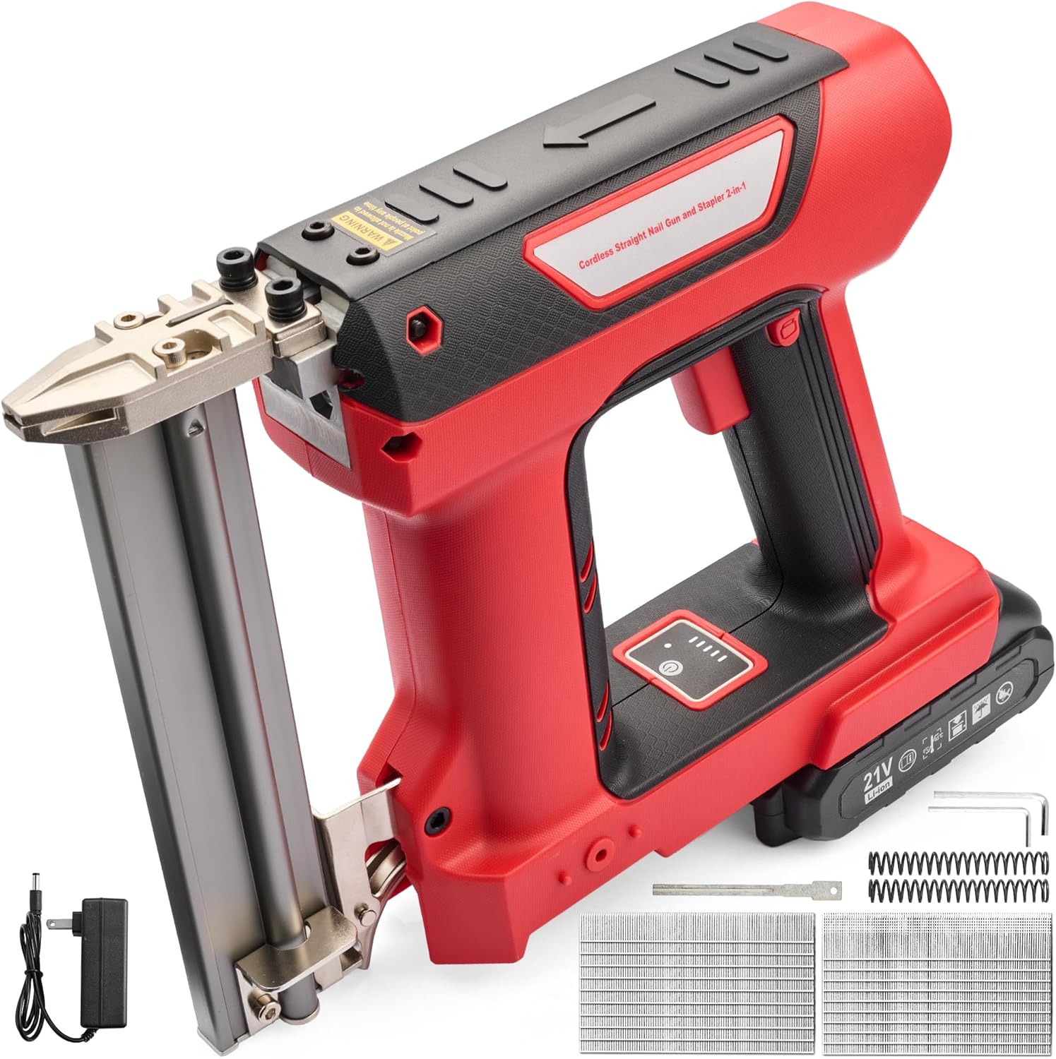 Electric Staple Gun 18 Gauge 2 in 1 Cordless Brad Nailer Stapler, Suitable for Woodworking Interior Decoration